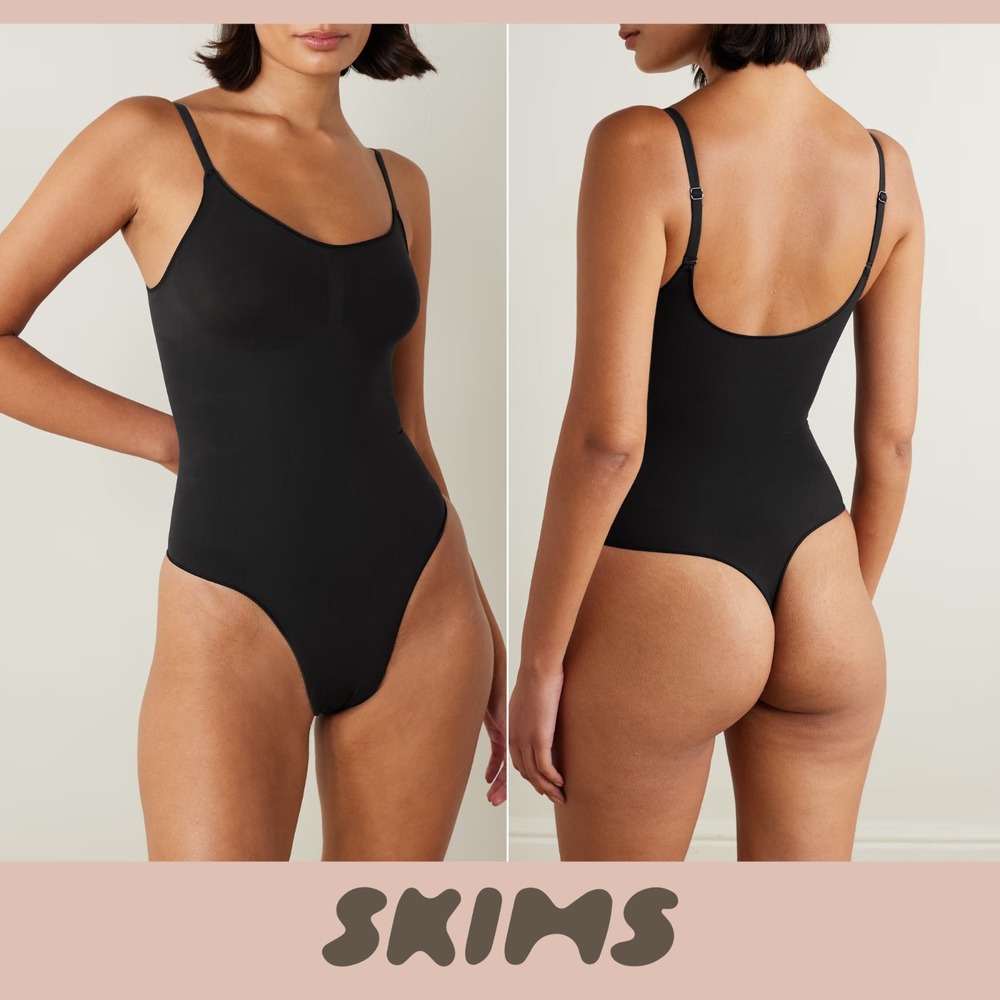 NEW $68 SKIMS‎ [ XXS ] Everyday Sculpt Thong Bodysuit in Onyx Black T2117